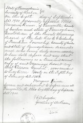 Verfication of marriage between Aaron Gombert and Lucy Ann Hontz.